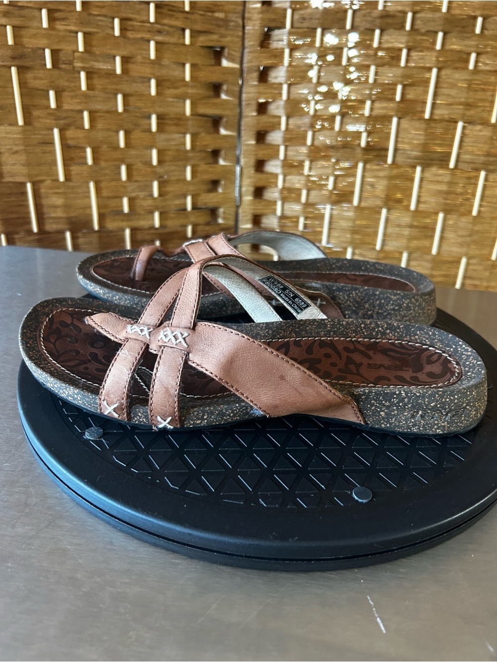 Teva Brown Leather Toe Ring Slide Sandals Comfort Slides Women’s 8 - Picture 5 of 12